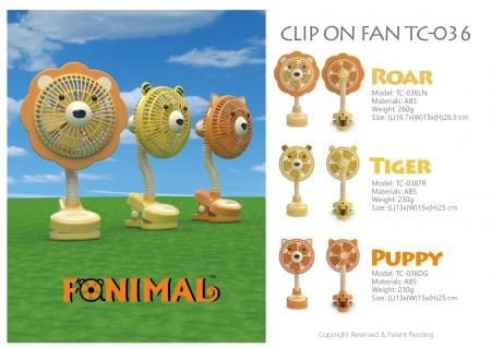 Fanimal clip-on stroller fan - Roar, Tiger, Puppy