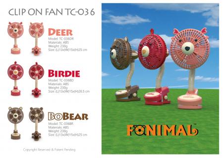 Fanimal clip-on stroller fan - Deer, Birdie, Bobear