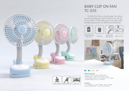 Gooseneck Stroller Clip Fan USB/Battery Powered TC-035