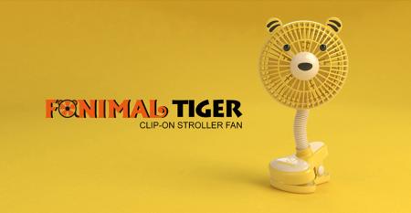 Fanimal (Tiger) Clip-on Stroller Fan USB/Battery Powered - Fanimal (Tiger) Clip-on Stroller Fan USB/Battery Powered TC-036TR