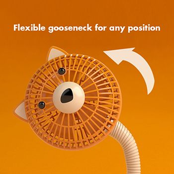 Flexible gooseneck and enclosed case of the fan