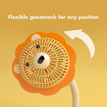 Flexible gooseneck and enclosed case of the fan