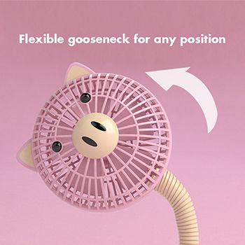 Flexible gooseneck and enclosed case of the fan